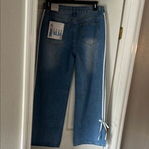 Women's Blue Jeans with White Stripe